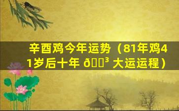 辛酉鸡今年运势（81年鸡41岁后十年 🐳 大运运程）